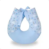 Almofada Para Amamentação Bebe Travesseiro Amamentar (Estrela e Lua Azul)
