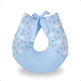 Almofada Para Amamentação Bebe Travesseiro Amamentar (Estrela e Lua Azul)