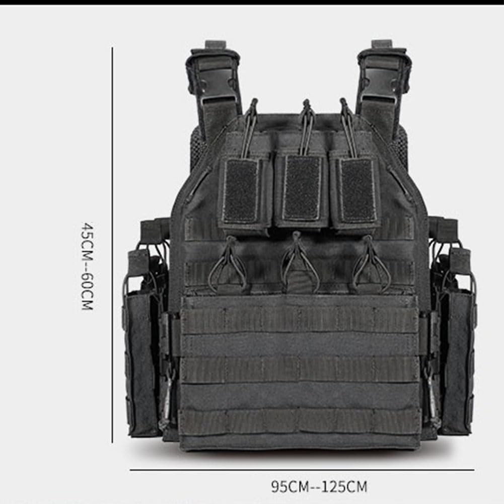Chaleco táctico de liberación rápida, Chaleco MOLLE Multifuncional para Exteriores, Equipo de protección, Uniforme de Entrenamiento Militar Adecuado para Defensa Personal (Black 1)
