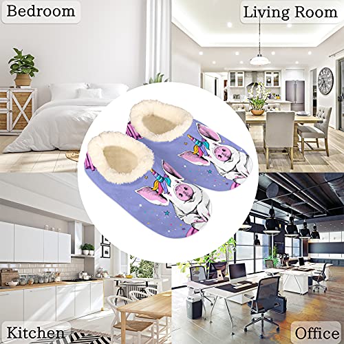 Colorful Pig Slippers For Women Mens, Cute Animal Winter Warm Soft Coral Fleece Fuzzy House Slippers Socks Lightweight Portable Comfortable For Indoor Outdoor Bedroom Non-Slip #TOP5