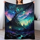 LLLBBB Kosmischer Lebensbaum Decke Flannel Sofadecke Strandtuch Teppich Picknickdecke Weich Umhang Für Schlafzimmer, Alle Jahreszeiten 140×180cm