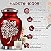 Rose Cremation Urn for Ashes for Women & Men - Handcrafted Rose Urns for Human Ashes Adult Female & Male - Funeral Urns for Women - Honor Your Loved Ones with Decorative Urns (Red, Large)