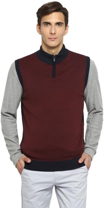 Turtle Men's Red and Navy Striped Collar Sweater