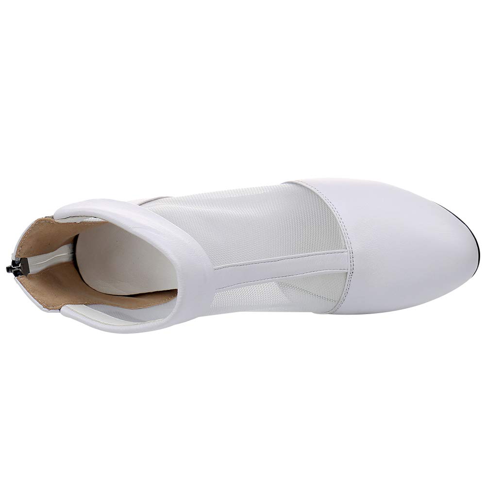 Mujer Elegante Talón de Bloque Botines Respirable Malla Ahuecado Verano Pumps Botas