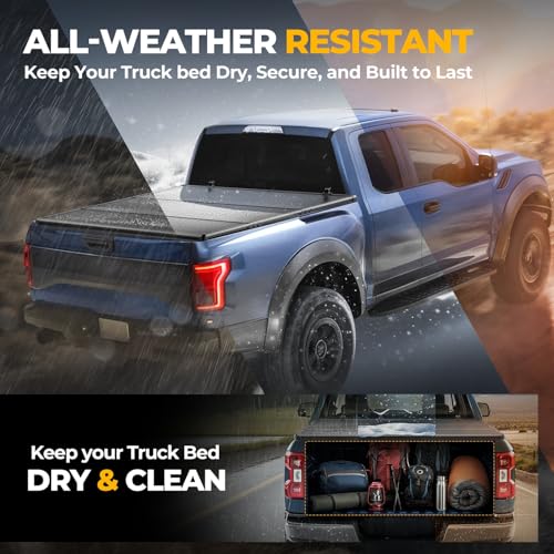 Image of Auto Dynasty FRP Hard Tri-Fold Tonneau Cover for 2009-2018 Ram 1500 5.7Ft | Truck Bed Cover for 2009-2018 Ram 1500, 2019-2025 Ram 1500 Classic, 5.7Ft /68Inch Fleetside Bed