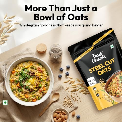 Image of True Elements Steel Cut Oats 500 g*2 - Diabetic Friendly | High in Protein and Fiber | Gluten Free Oats | Healthy Breakfast Cereals