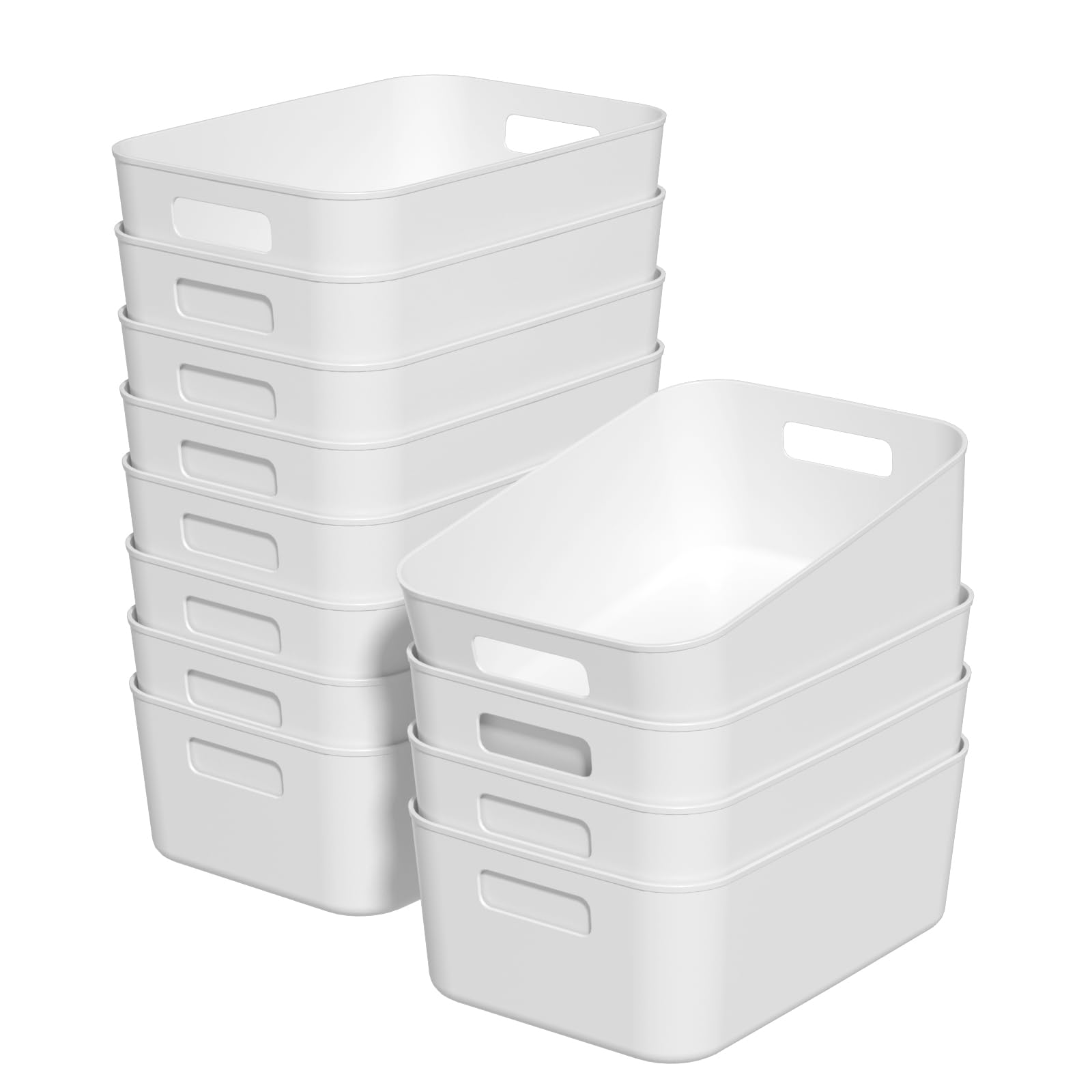 Bacs de rangement plastique blancs lot de 12 boîtes pour placards