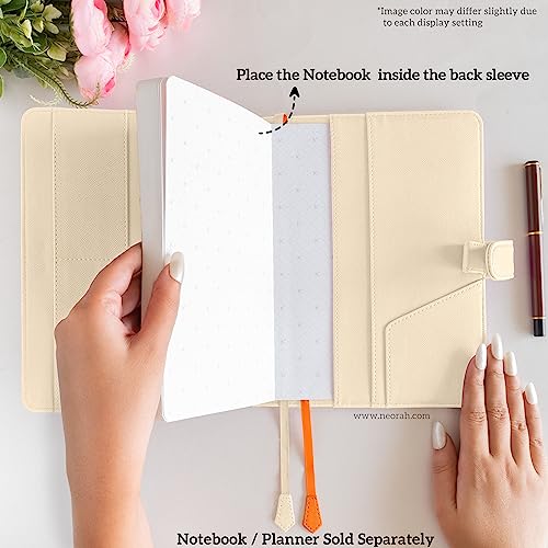 Image of NEORAH - A5 Notebook SLEEVE with SNAP Button - [ SLEEVE ONLY ]|Vegan Leather|Office Diary Holder with Penloop| 2 Front & 1 Back Pocket | 6 Card Slots |2 BookMarks - Fits any A5 Softcover - AFTERGLOW