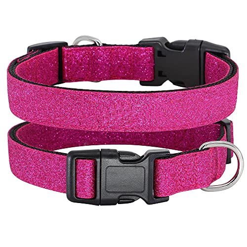 TDTOK-Glittering-Basic-Dog-Collar-Comfy-Durable-Dog-Collar-for-Small-Medium-Large-Dogs-with-Eco-Friendly-Plastic-Buckle-Adjustable-Stylish-Nylon-Dog-Collars-Fit-Necks-98-224-M-Rosy