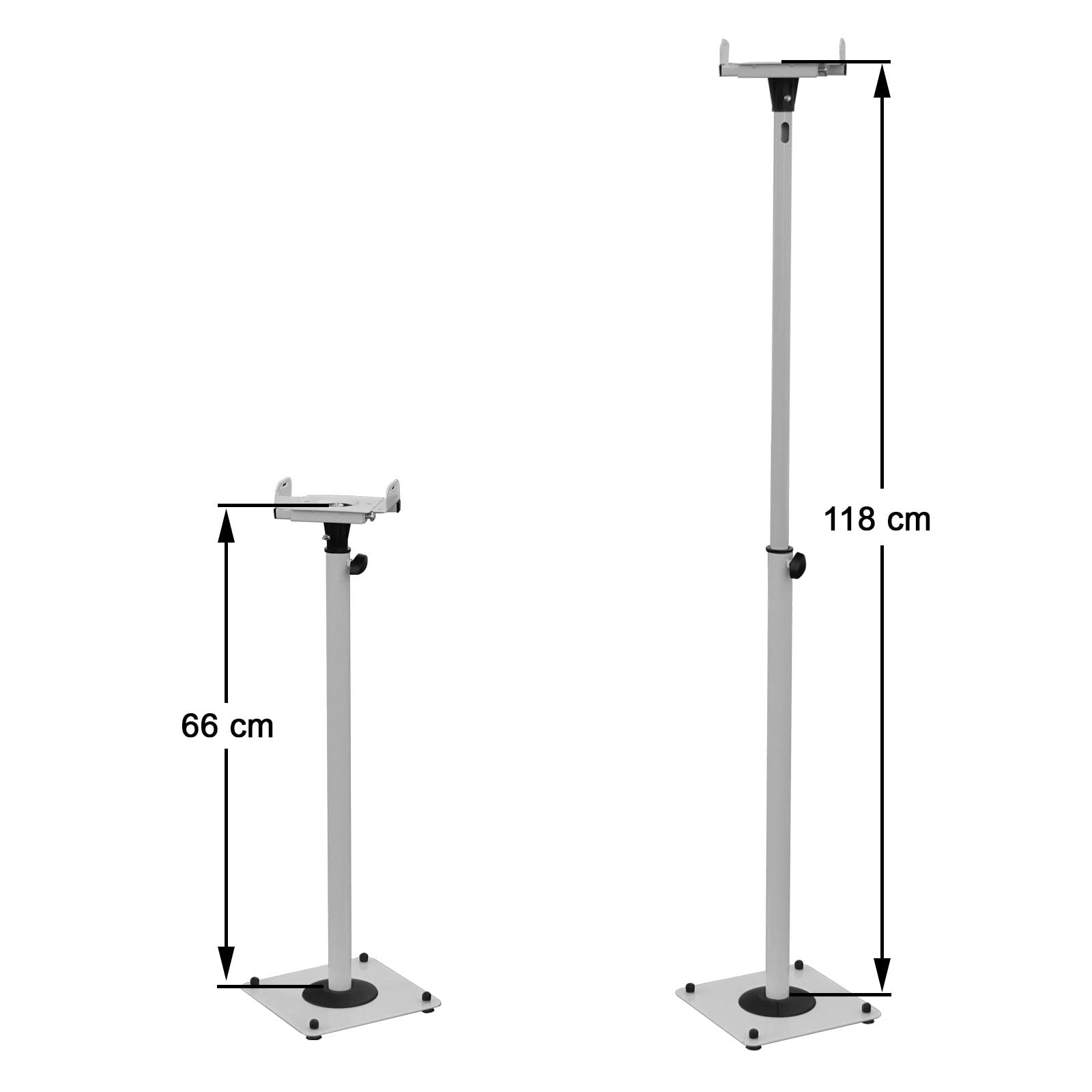 Drall Due Supporti Bianchi per diffusori Audio telescopici Regolabili in Altezza con passacavi Modello: LS-1W