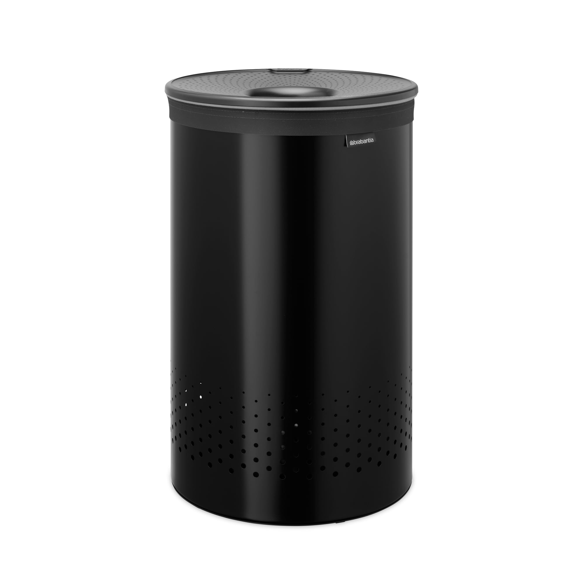 Brabantia Black Laundry Bin, 60L, Plastic Lid - Matt