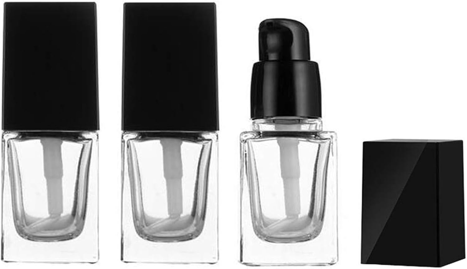 NimbusNote 3PCS 15ml/0.5OZ Empty Glass Bottles with Press Pump Head Liquid Foundation Bottle Cosmetic Makeup Vials Containers for BB/CC Creams Lotion Square Essential Oils Jars Travel Set Sample Vials 2026