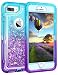 Coolden Case for iPhone 8 Plus Case Protective Glitter Case for Women Girls Cute Bling Sparkle 3D Quicksand Heavy Duty Hard Shell Shockproof TPU Case for iPhone 6s Plus 7 Plus 8 Plus, Aqua Purple