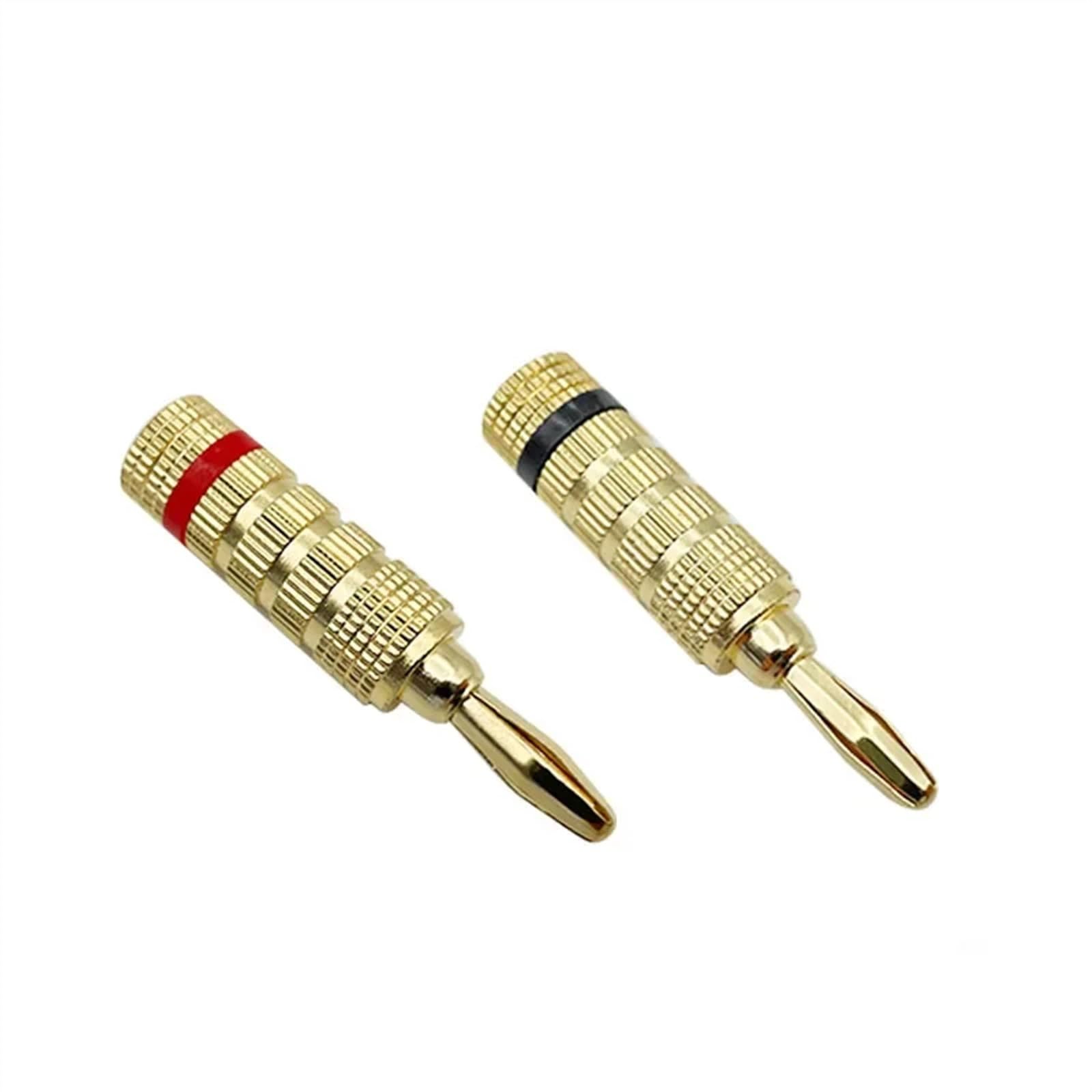 8 sztuk/4 pary wtyków bananowych pozłacanych 24 K, wtyki bananowe 4 mm, męskie wtyczki głośnikowe, czarne, czerwone (8 czerwone)