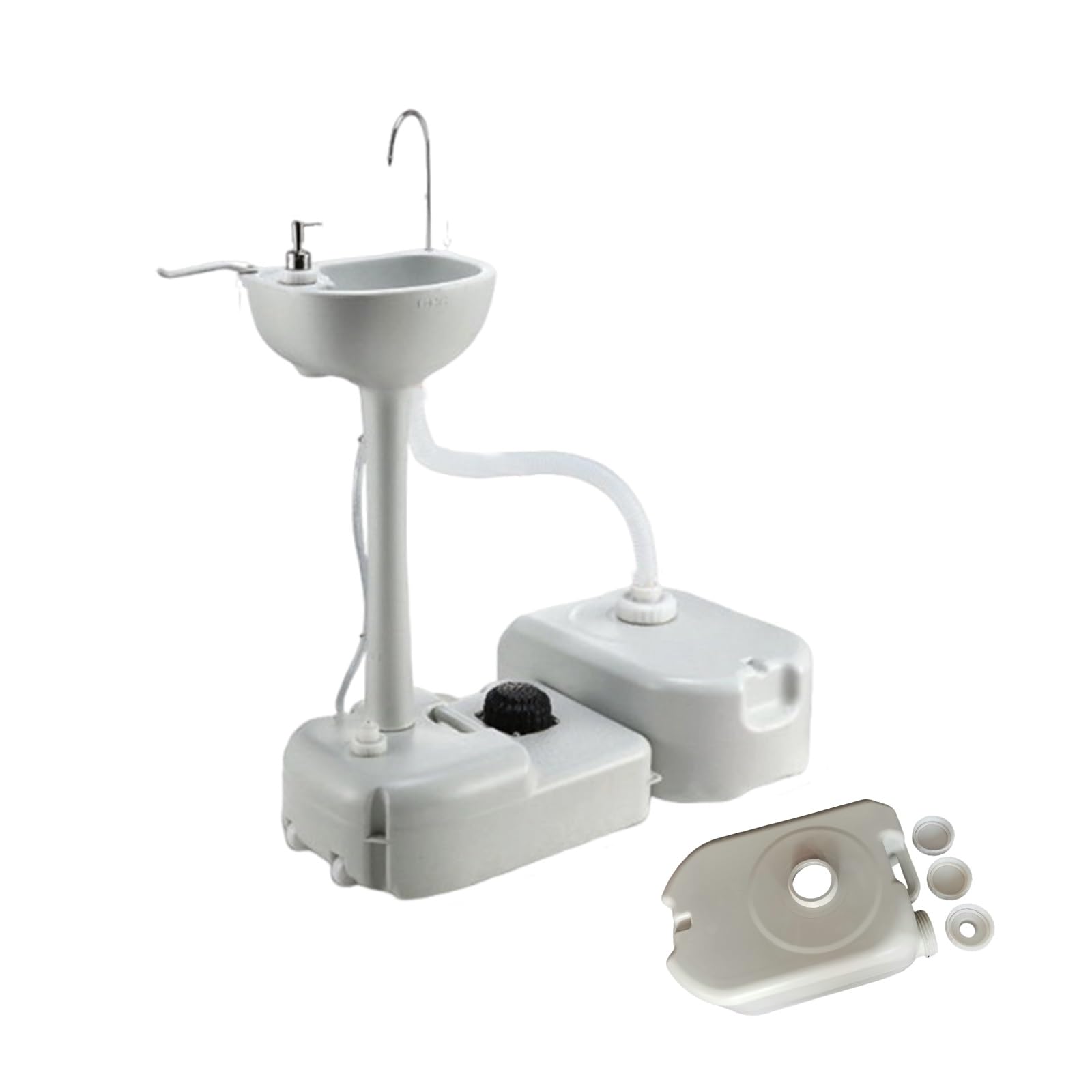 Lavandino Portatile con Pompa a Pedale E Lavello Portatile Autonomo, Stazione Lavamani Portatile con Dispenser di Sapone E Portasciugamani per Campeggio