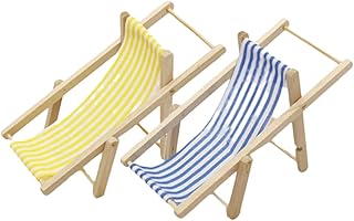 ORFOFE 2 Pçs Cadeiras Dobráveis De Praia Modelo De Casa De Bonecas Em Miniatura Cadeira De Praia Dobrável Cadeira De Boneca De Madeira Móveis Para Casa De Bonecas Cadeira De Praia Em