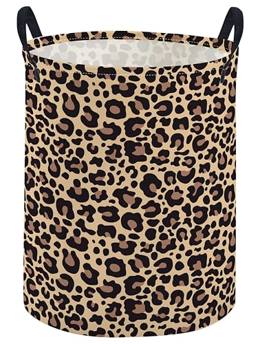 Image of ESSME Kids Laundry Basket,Leopard print Hamper Collapsible Canvas Storage Bin for Girls, Cute Hamper,Gift Baskets(Leopard print)