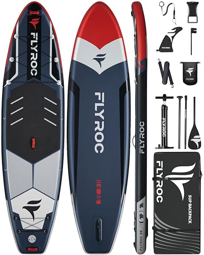 11'6x35'' Extra Wide Inflatable Paddle Board, 450lb Capacity Stand Up Paddle Board for Adults (x3), Stable Inflatable SUP, All Skill Levels, 3 Handles, 100L Backpack, 3PCS Paddle, 5L Dry Bag