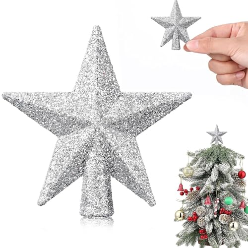 Weihnachtsbaumspitze Stern, Mini Baumspitze Stern, Weihnachtsbaum Stern, Christbaumspitze Stern, 6 cm, Weihnachtsbaumspitze Klein, Mini Deko Weihnachten für Weihnachtsbaum Deko