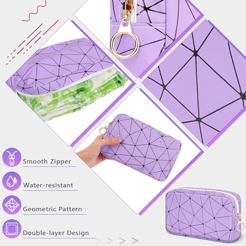 Image of Likesing Tampon Holder for Purse, Leather Period Bag Sanitary Napkin Storage Bag for Girls Womens, Portable Feminine Emergency Pad Period Pouch(Purple)