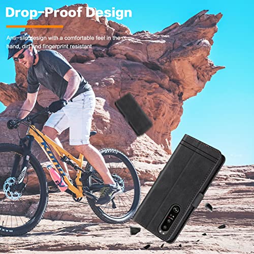 GoodcAcy for Sony Xperia 1 III Case Leather Wallet Book Flip Folio Stand View Magnetic Closure with Card Slots Cover Case Compatible with Sony Xperia 1 III (Black) - Image 2