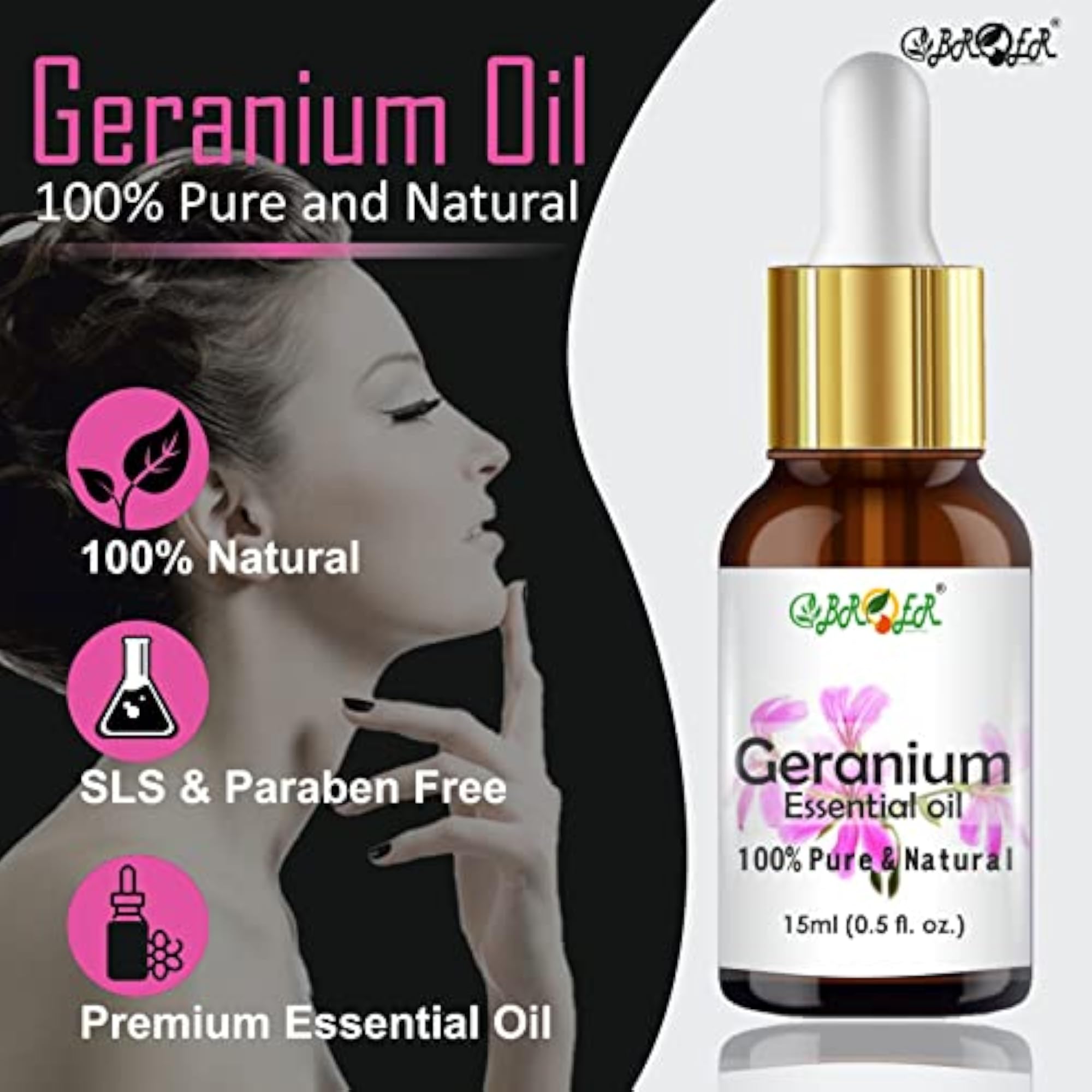 Geranium & Rosemary Essential Oil Combo Set, 15ml Each
