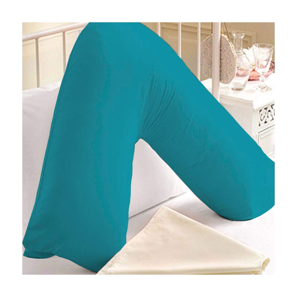 Slumber Nights V Shaped Pillowcase Cover Plain Polycotton 1 Piece Pack (Teal)