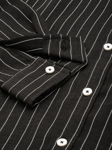 Image of The Indian Garage Co Men Slim Fit Striped Full Sleeves Cutaway Collar Casual Shirt