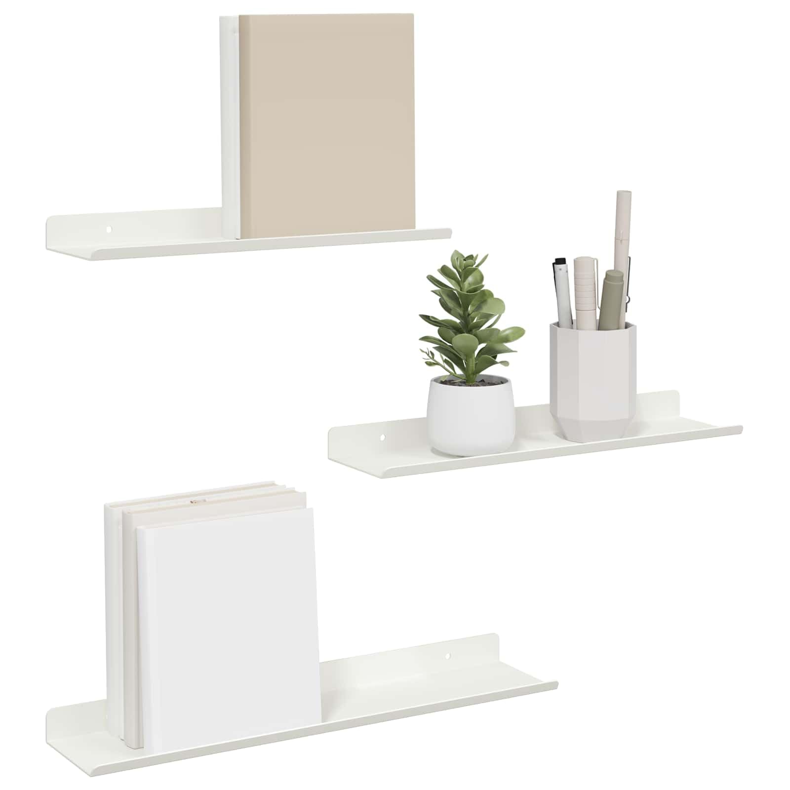 vidaXL Étagère Flottante 3 pc Blanc 40 x 9 x 2,5 cm Acier