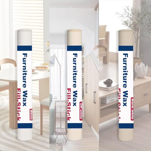 Image of Kenbry Wood Filler Sticks 3 Colors White Wax Fill Stick, Wood Repair Kit for Scratches, Crack, Scuffs, Gouges on Wooden Funiture, Floors, Cabinets, Tables, and Doors-Rub Briskly Repair