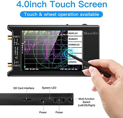 Upgraded NanoVNA-H4 Vector Network Analyzer, SeeSii Latest V4.3 10KHz-1.5GHz HF VHF UHF 4" Touch Screen Antenna Analyzer Measuring S Parameters, Voltage Standing Wave Ratio, Phase, Delay, Smith Chart