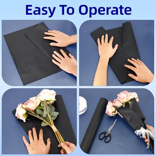 Staranry 38 cm x 10 m Geschenkpapier Schwarz, Schwarzes Geschenkpapier, Einfarbig, Perlglanzpapier, Geburtstag für Verpackung Hochzeit Kunsthandwerk Kleine Weihnachten Halloween