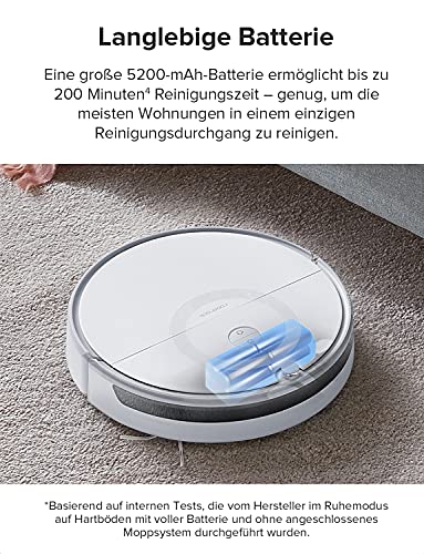 RoborockE5 Robot aspirateur/balayeur, avec télécommande et application et commande vocale, blanc - Image 7