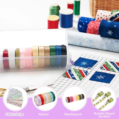 Image of Tioncy 4 Pcs 13 x 4 x 3 in Fabric Strip Case Jelly Cotton Fabric Patchwork Roll Storage Case Bulletin Board Border Bolt Storage Sewing Cloth Box for Cloth Strips Art Craft Organizer (Purple)