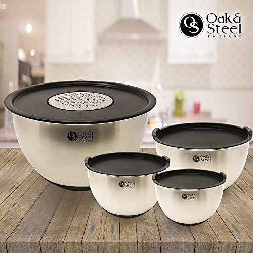 Set di 5 ciotole in acciaio inox con coperchio, perfette per la preparazione e la conservazione dei pasti