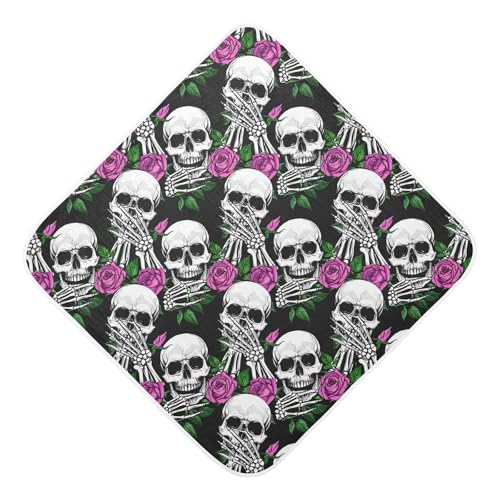 Msyxl Skull Roses Hooded Towel - Ultra Soft & Absorbent Muslin Cotton Bath Towel for Babies, Toddlers, Newborn - Boys & Girls Essential 30