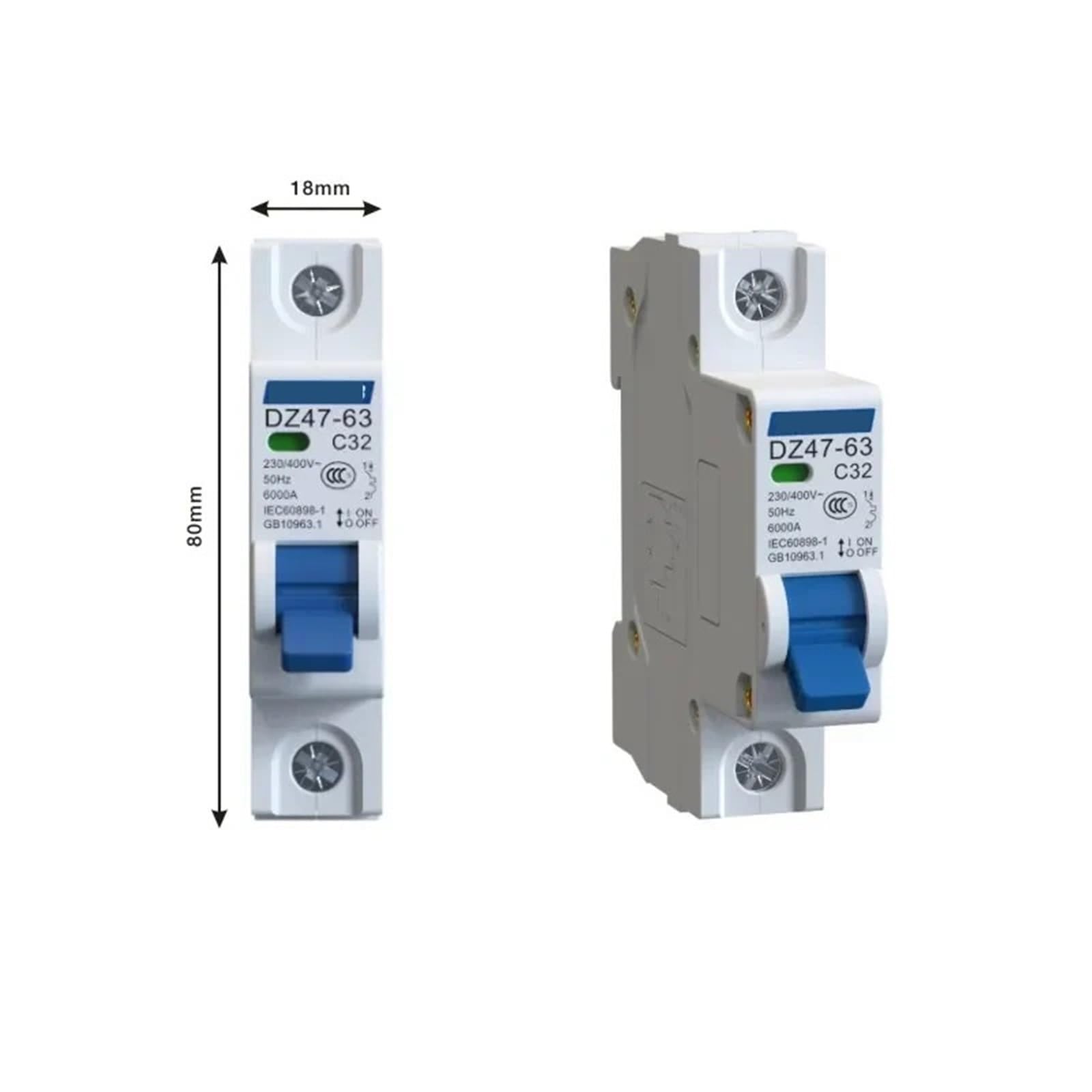 Interruttore magnetotermico DZ47-63 230V 400V 2P 6A 16A 32A 40A 50A 63A 1 pezzo(3A)