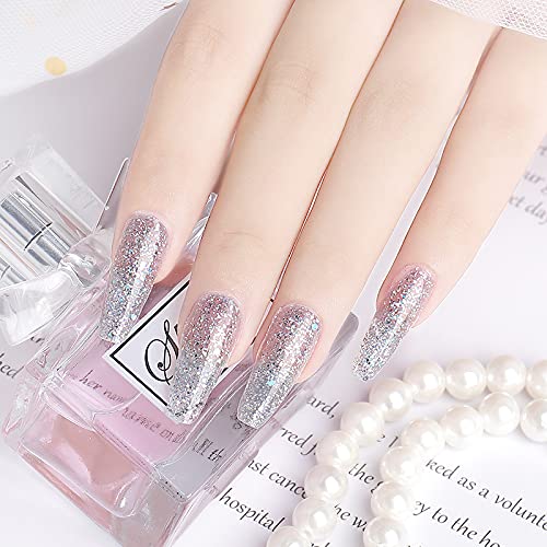 PINPAI Glitter Poly Nail Gel 4 Tubes 15Ml Each Multicolour, Glitter Finish 3