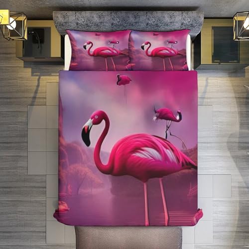 Housse de couette polyester microfibre coton motif aigrette anti-plis