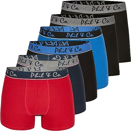 Phil & Co. Berlin 6er Pack Jersey Boxershorts Trunk Short Pant Farbwahl, Farbe:Design 13, Grösse:XL