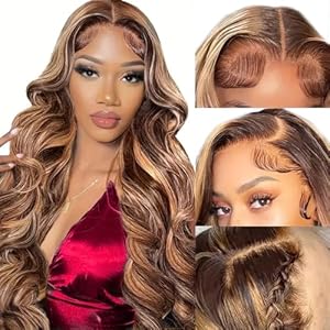 28inch Highlight Ombre Lace Front Wig Human Hair 200 Density HD Lace Front Wigs Human Hair 4/27 Honey Blonde 13×4 HD Glueless Body Wave Lace Front Wigs Human Hair Pre Plucked with Baby Hair