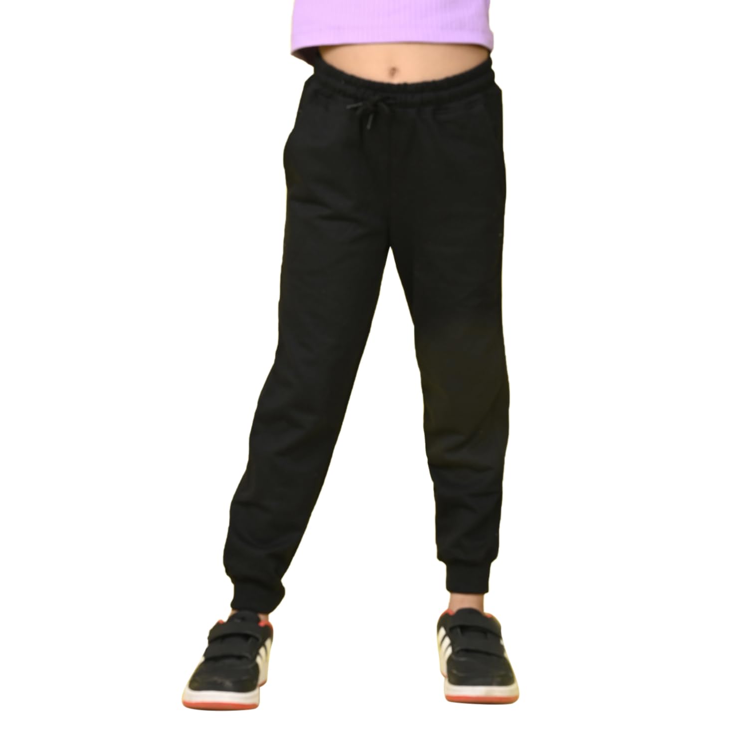 Nusyl Girl's Solid Cotton Blend Lounge Wear Straight Fit Trackpants with Side Pockets | Girl's Ankle Length Regular Fit Winter Jogger Track Pants-picture-10