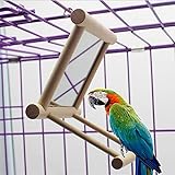 Old Tjikko Bird Swing, Parrot Cage Toys,Swing Hanging Play with Mirror for Macaw African Greys Parakeet Cockatoo Cockatiel Conure Lovebirds Canaries 1 PC (3.7x3.5 x3.5inch)