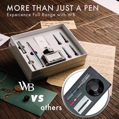 Image of Wordsworth & Black Fountain Pen Gift Set, Includes Ink Bottle, 6 Ink Cartridges, A Refill Converter, 4 Replacement Nibs, Journaling, Calligraphy, Smooth Writing Pens [Rainbow]