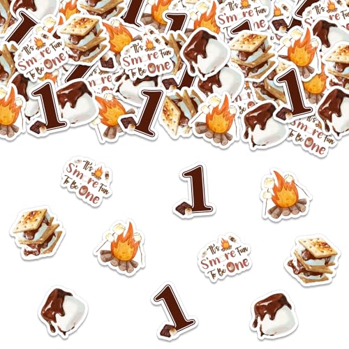 Confettis de table s'mores pour un anniversaire autour du feu de camp