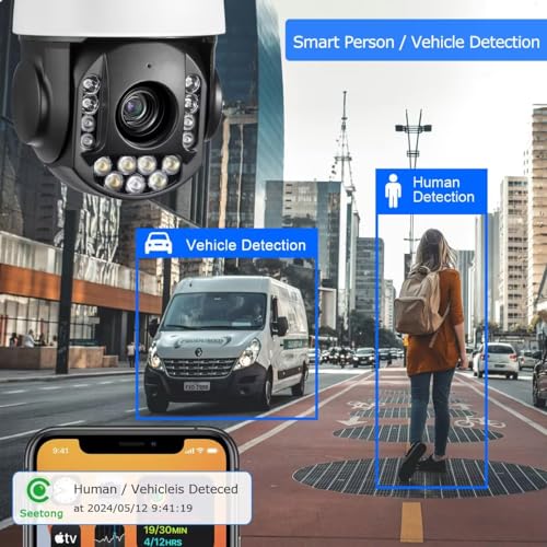 Image of 8MP 4K 25X optical 5.3-130mm Auto Tracking Outdoor PTZ Camera PoE IP wired Human Vehicle Detect Security Camera with 298ft IR,Floodlight color Night View,2-Way Audio alarm,Preset,NVR,Mobile App,360Pan