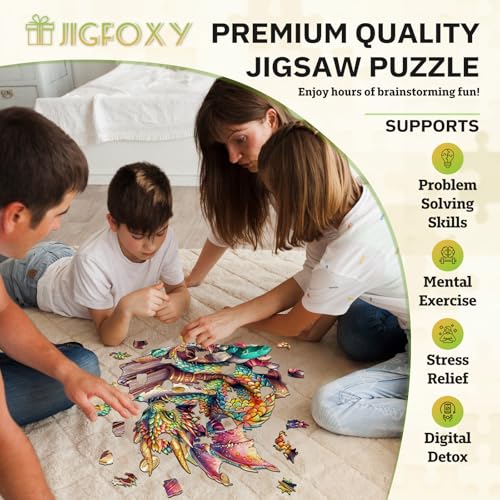 Jigfoxy Rompecabezas de Madera para Adultos, Puzzle en Forma de Dragón con 100 Piezas miniatura 3