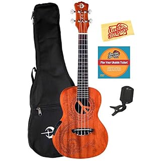 Luna Guitars Luna Malu Acajou Maluhia (Tranquillité) Concert électro-acoustique Ukulélé Bundle avec housse de rangement… - Les Beatles, Paul McCartney, John Lennon, RIngo Starr, George Harrison