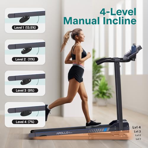 Image of SereneLife Electric Folding Treadmill Exercise Machine - Smart Compact Digital Workout Fitness Trainer w /Bluetooth App Sync, Manual Incline Adjustment, for Walking, Running, Gym