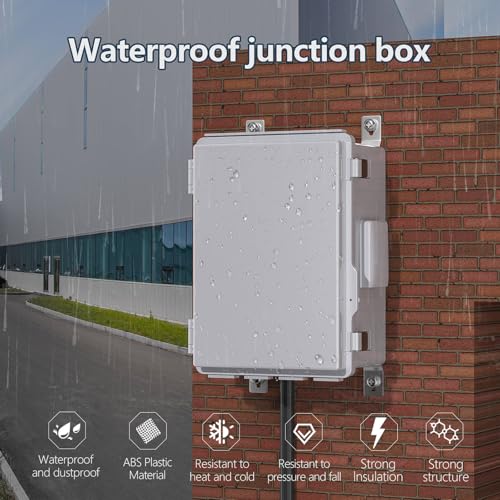 Image of Electrical Junction Box, Ventilated Design, Cable Grommets, Indoor /Outdoor Use with Mounting Panel & Hinged Cover. Waterproof IP 65. (Grey Cover, 11.8 inchx7.9 inchx5.1 inch)